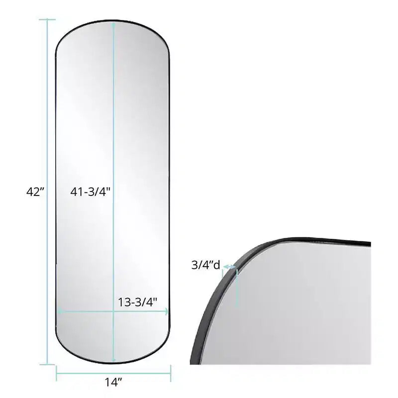 Specchio da Parete a Capsula con Cornice in Acciaio Inox 42"x14" – Nero Spazzolato