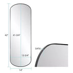 Specchio da Parete a Capsula con Cornice in Acciaio Inox 42"x14" – Nero Spazzolato