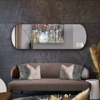 Specchio da Parete a Capsula con Cornice in Acciaio Inox 42"x14" – Nero Spazzolato