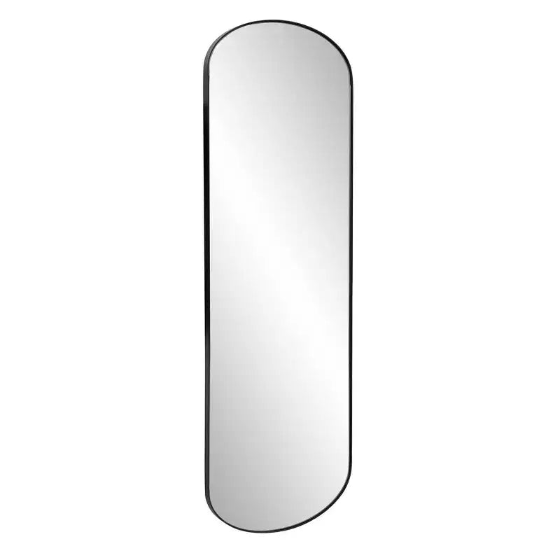 Specchio da Parete a Capsula con Cornice in Acciaio Inox 42"x14" – Nero Spazzolato