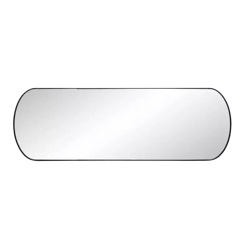 Specchio da Parete a Capsula con Cornice in Acciaio Inox 42"x14" – Nero Spazzolato