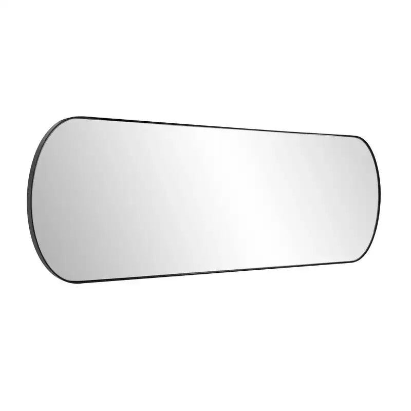 Specchio da Parete a Capsula con Cornice in Acciaio Inox 42"x14" – Nero Spazzolato