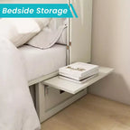 Letto a scomparsa matrimoniale in MDF bianco con stazione di ricarica e cassetti portaoggetti