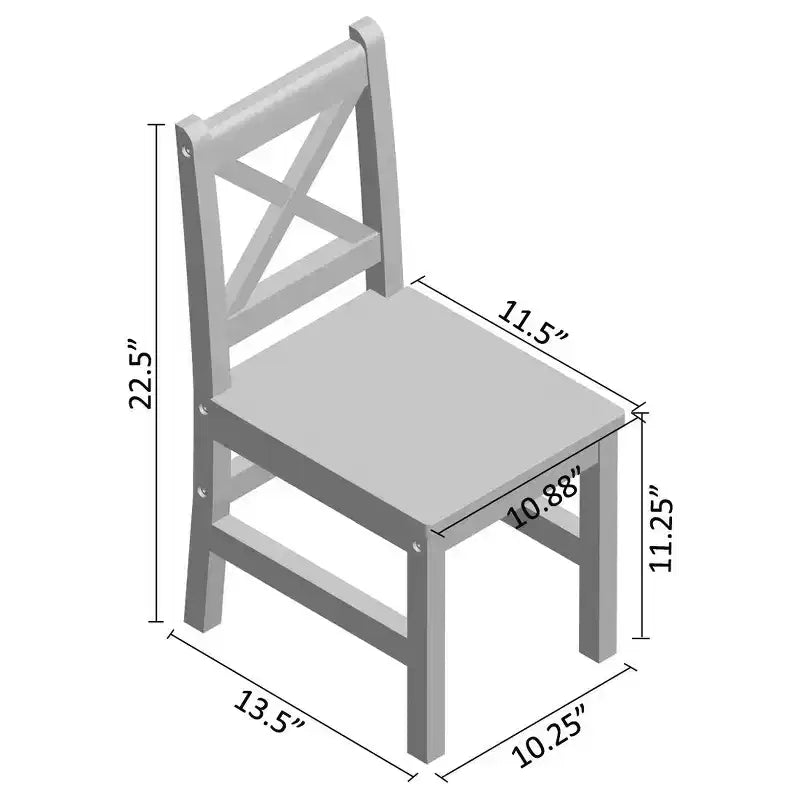 Sedie per bambini con schienale a X in legno massello, set da 2