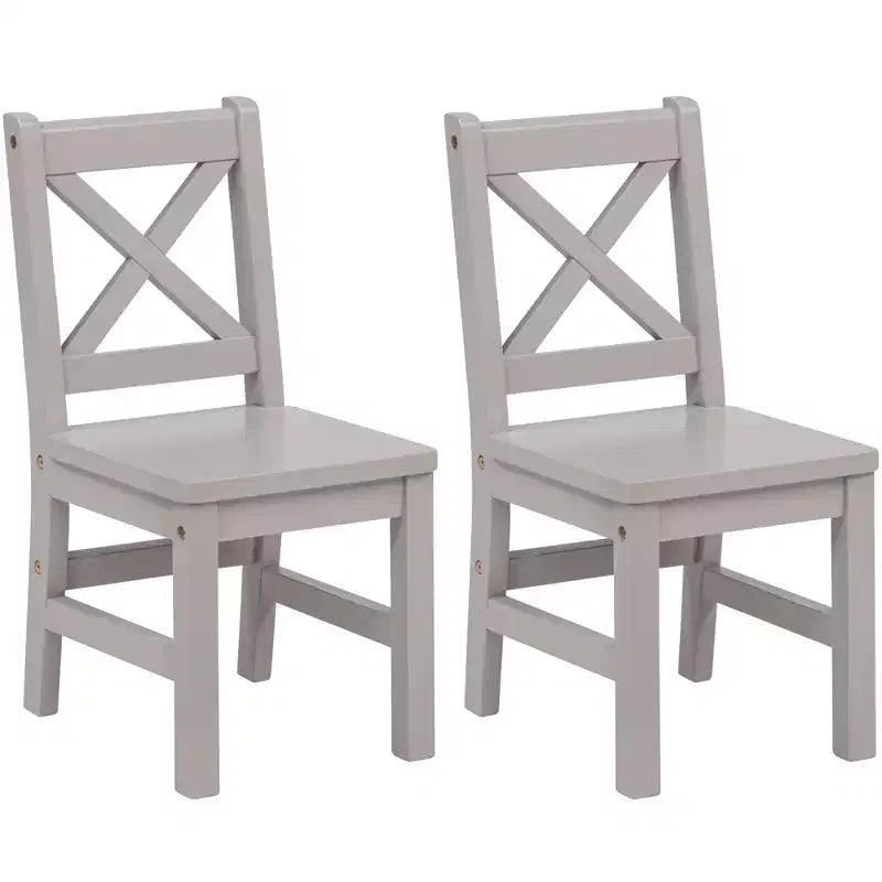 Sedie per bambini con schienale a X in legno massello, set da 2