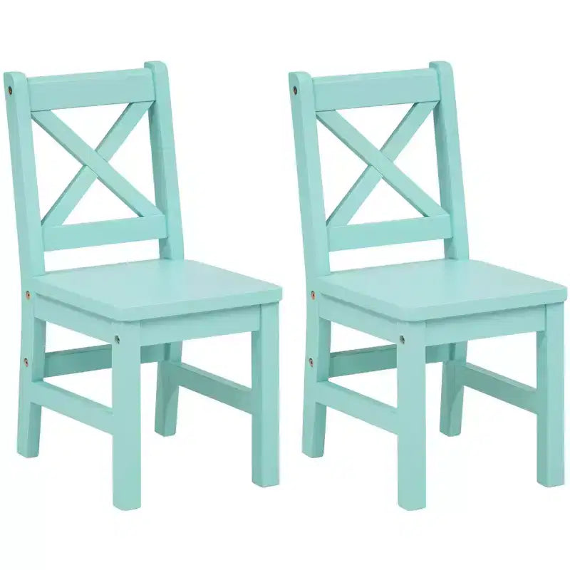 Sedie per bambini con schienale a X in legno massello, set da 2