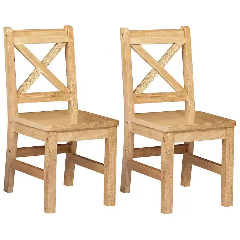 Sedie per bambini con schienale a X in legno massello, set da 2