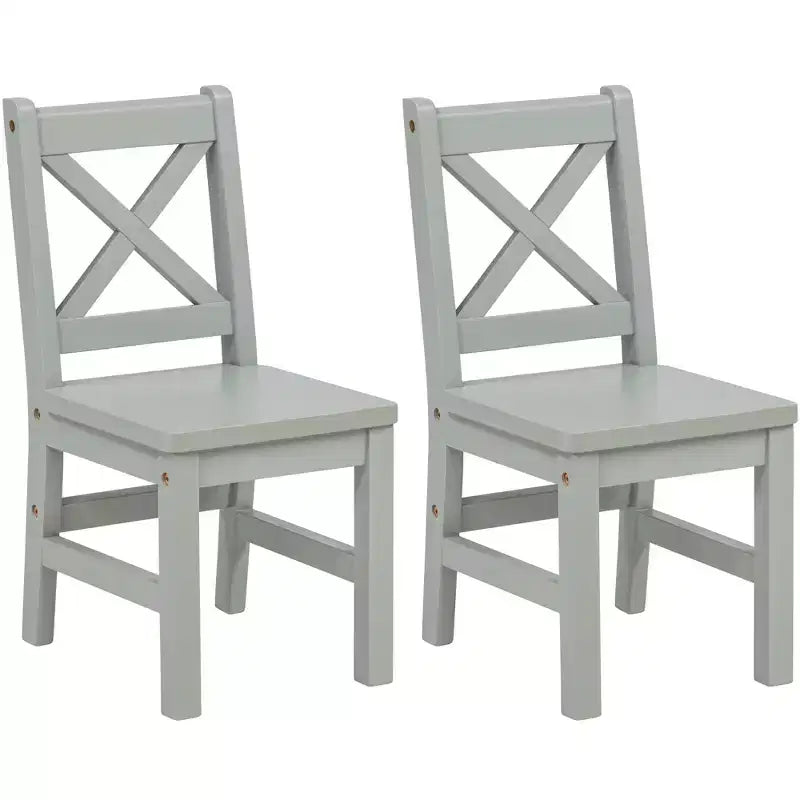 Sedie per bambini con schienale a X in legno massello, set da 2