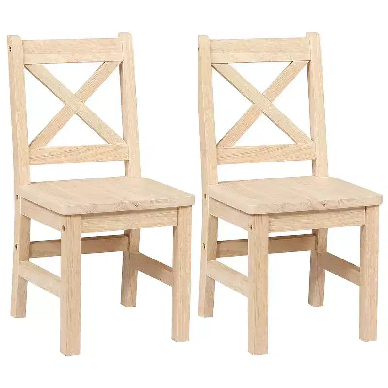Sedie per bambini con schienale a X in legno massello, set da 2