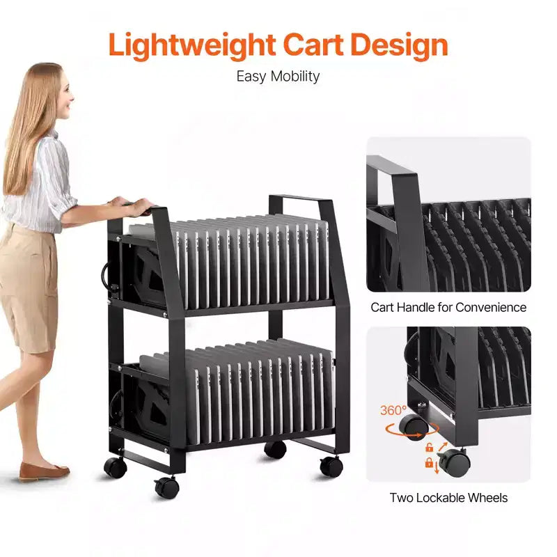 Carrello di ricarica mobile per laptop a 32 alloggiamenti per dispositivi fino a 15,6 pollici