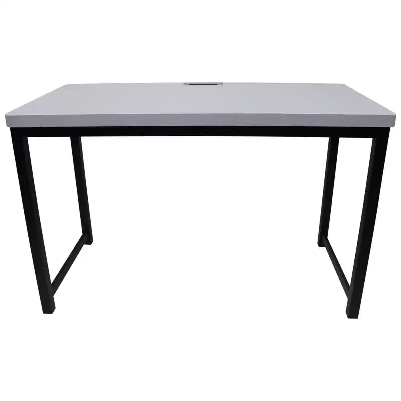eHemco Office Computer Desk in Light Gray Top and Metal Frame Base in Black, 30 Inches Height