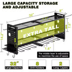Scaffale organizer per utensili elettrici a 3 ripiani, resistente, nero