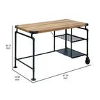 Scrivania industriale da 47 pollici con struttura in metallo e piano in legno