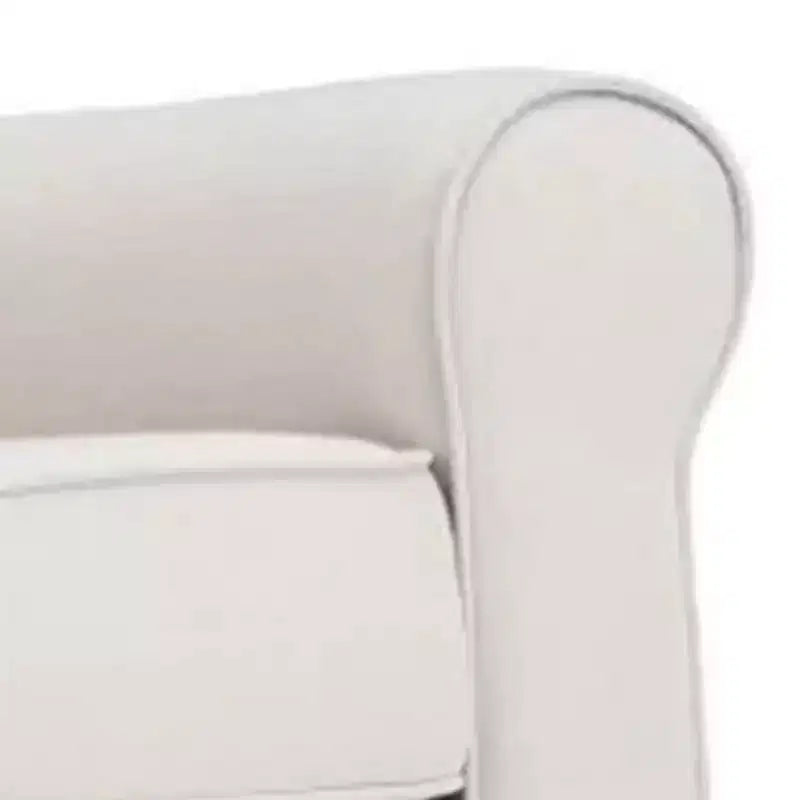 Poltrona a dondolo accentata imbottita da 37 pollici con seduta a molle insacchettate e struttura in legno, beige