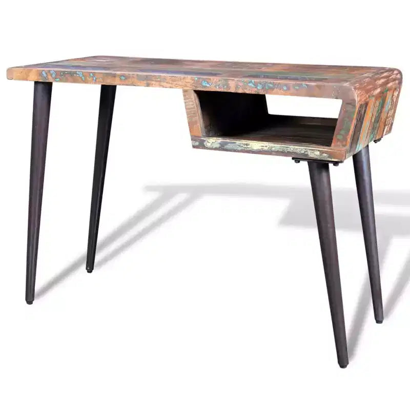 Scrivania in Legno Riciclato con Ripiano Aperto, 110 x 50 x 80 cm