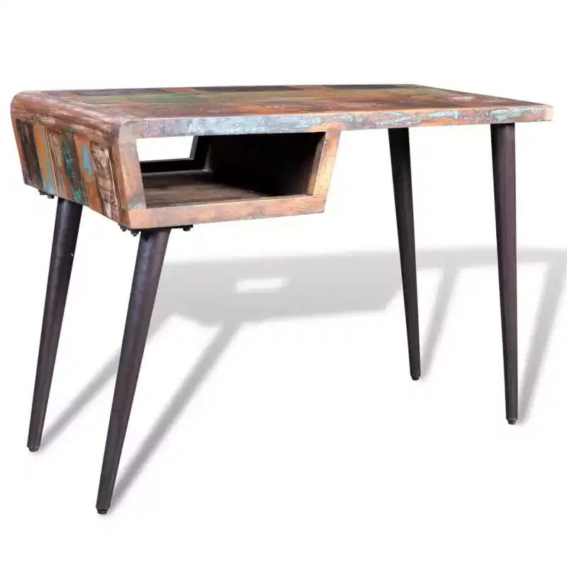Scrivania in Legno Riciclato con Ripiano Aperto, 110 x 50 x 80 cm
