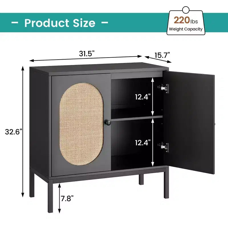 Madia credenza da 31,5" con ante in rattan