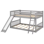 Letto a castello completo con scivolo convertibile, sponda di sicurezza e scaletta - Grigio