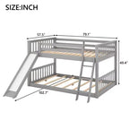 Letto a castello completo con scivolo convertibile, sponda di sicurezza e scaletta - Grigio