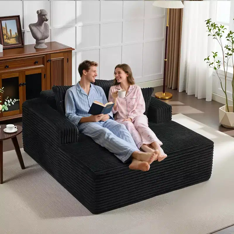 Sedia a sdraio Chaise Lounge con rivestimento in velluto a coste e 4 cuscini