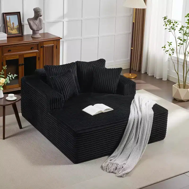 Sedia a sdraio Chaise Lounge con rivestimento in velluto a coste e 4 cuscini