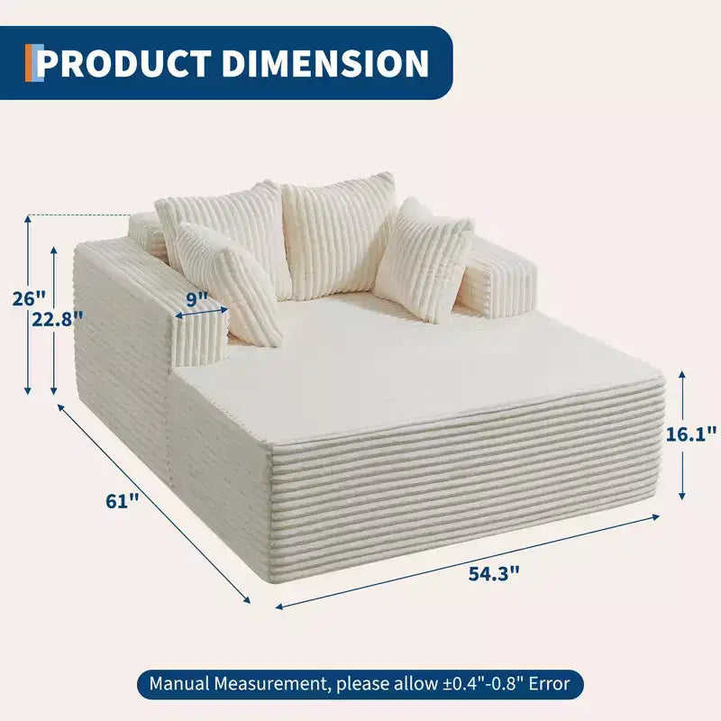 Sedia a sdraio Chaise Lounge con rivestimento in velluto a coste e 4 cuscini