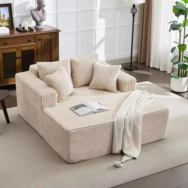 Sedia a sdraio Chaise Lounge con rivestimento in velluto a coste e 4 cuscini