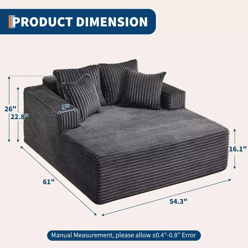 Sedia a sdraio Chaise Lounge con rivestimento in velluto a coste e 4 cuscini