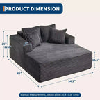 Sedia a sdraio Chaise Lounge con rivestimento in velluto a coste e 4 cuscini