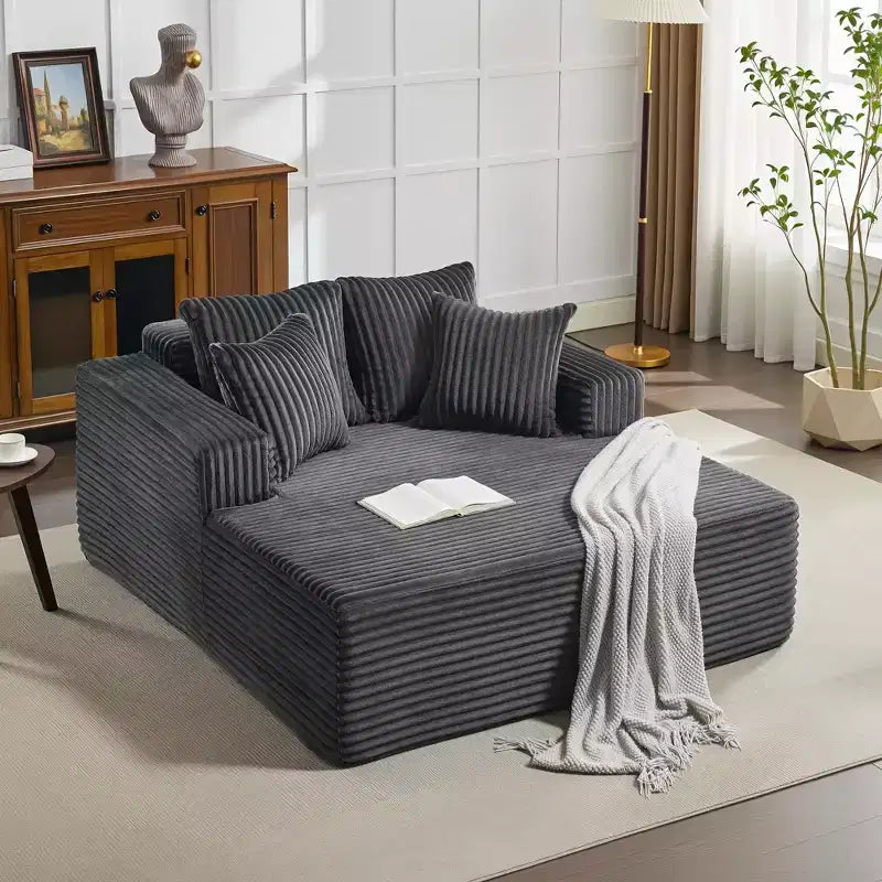 Sedia a sdraio Chaise Lounge con rivestimento in velluto a coste e 4 cuscini