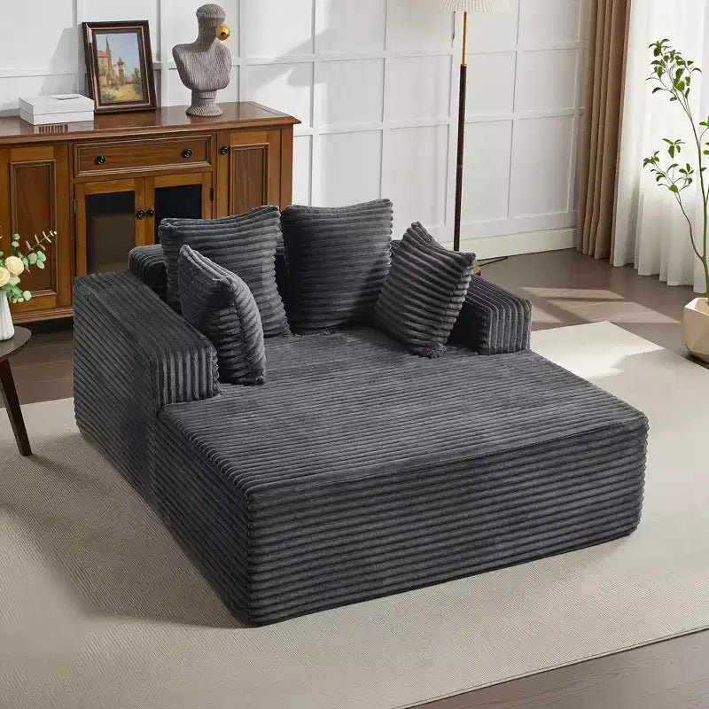 Sedia a sdraio Chaise Lounge con rivestimento in velluto a coste e 4 cuscini