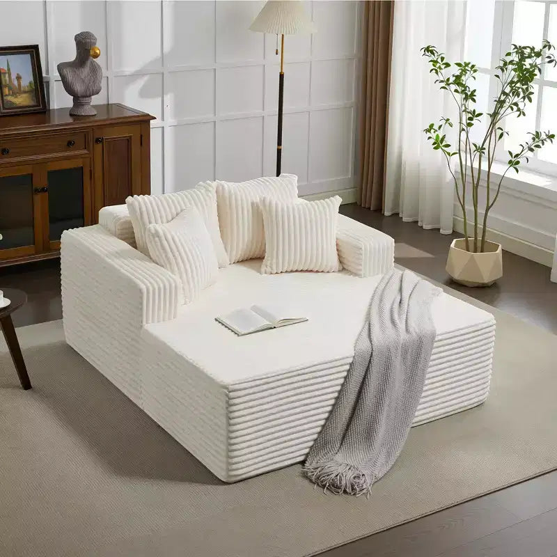 Sedia a sdraio Chaise Lounge con rivestimento in velluto a coste e 4 cuscini