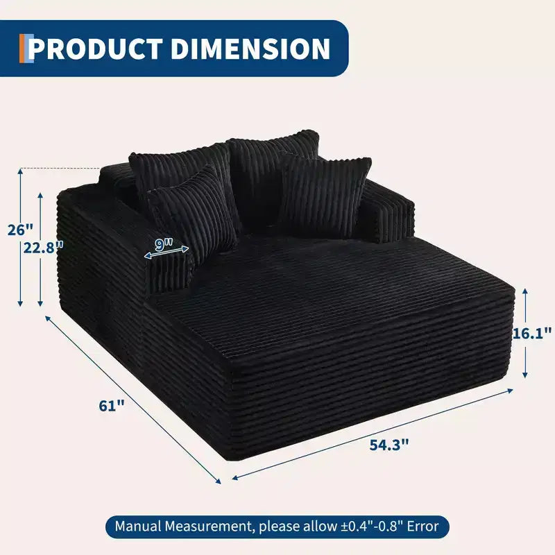 Sedia a sdraio Chaise Lounge con rivestimento in velluto a coste e 4 cuscini