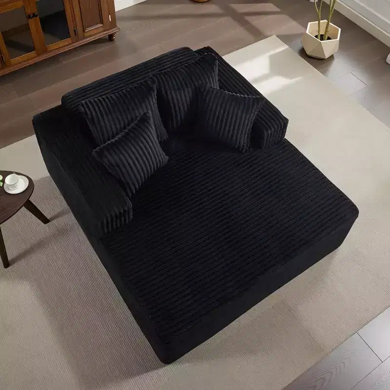 Sedia a sdraio Chaise Lounge con rivestimento in velluto a coste e 4 cuscini