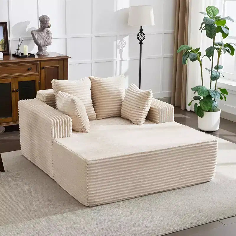 Sedia a sdraio Chaise Lounge con rivestimento in velluto a coste e 4 cuscini