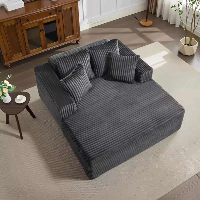 Sedia a sdraio Chaise Lounge con rivestimento in velluto a coste e 4 cuscini