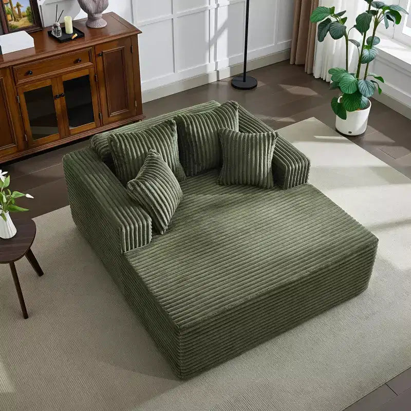 Sedia a sdraio Chaise Lounge con rivestimento in velluto a coste e 4 cuscini