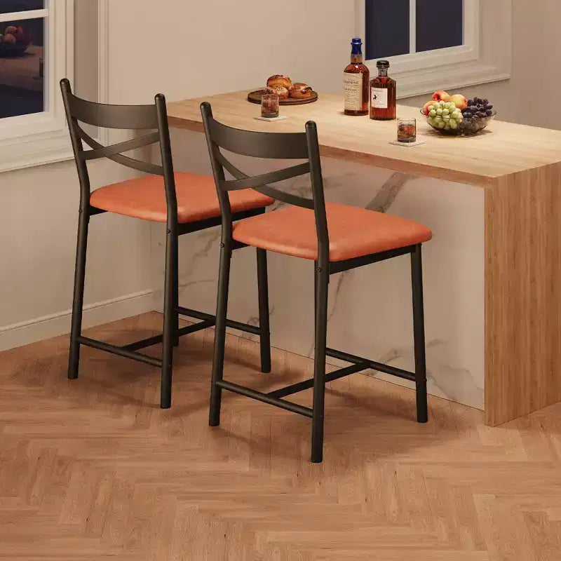 Sgabelli da bar altezza bancone, set da 2 con schienale e rivestimento in similpelle
