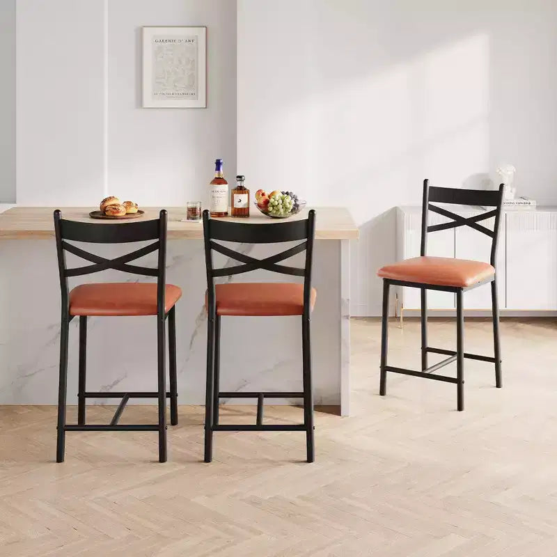 Sgabelli da bar altezza bancone, set da 2 con schienale e rivestimento in similpelle