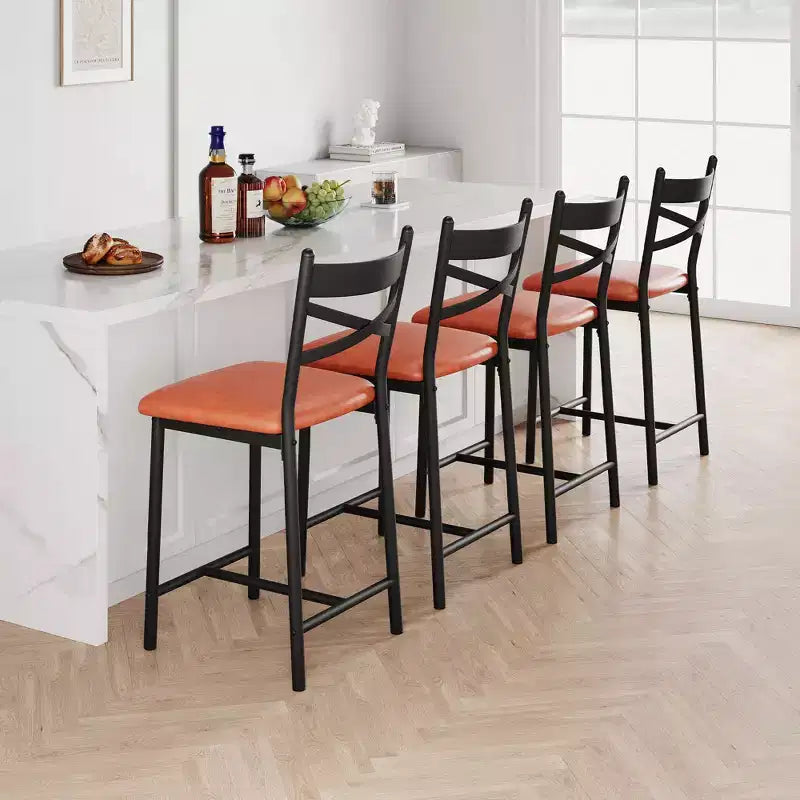 Sgabelli da bar altezza bancone, set da 2 con schienale e rivestimento in similpelle