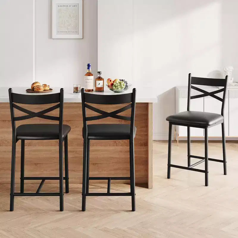Sgabelli da bar altezza bancone, set da 2 con schienale e rivestimento in similpelle