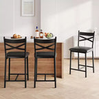 Sgabelli da bar altezza bancone, set da 2 con schienale e rivestimento in similpelle