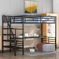 Metal Heavy Duty Loft Bed with Desk Twin Size Loft Bed Frame with Stairs for Bedroom Dorm Room or Guestroom, Black