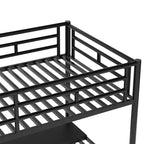 Letto a soppalco singolo in metallo con scrivania e scaletta integrata, nero