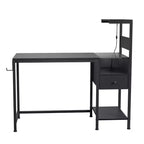 Scrivania per Computer da 122 cm con Struttura in Metallo, Ripiani Portaoggetti e Cassetto