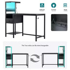 Scrivania per Computer da 122 cm con Struttura in Metallo, Ripiani Portaoggetti e Cassetto