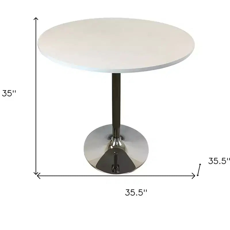 Tavolo da pranzo rotondo con piedistallo da 36" – Piano nero e base in metallo argentato