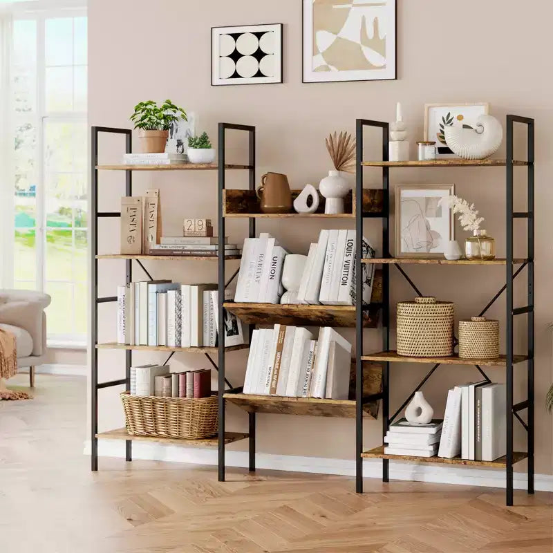 Libreria a 4 ripiani in ferro e legno