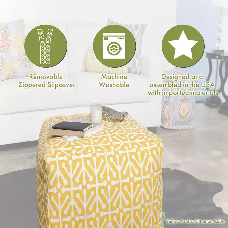 Pouf Cubo con Rivestimento Sfoderabile