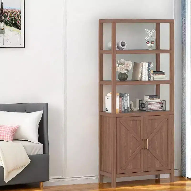 Libreria stretta a 5 ripiani con struttura in metallo